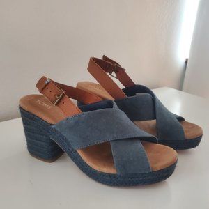 Toms Ibiza Platform Sandals (like new!) - Blue - Size 7.5